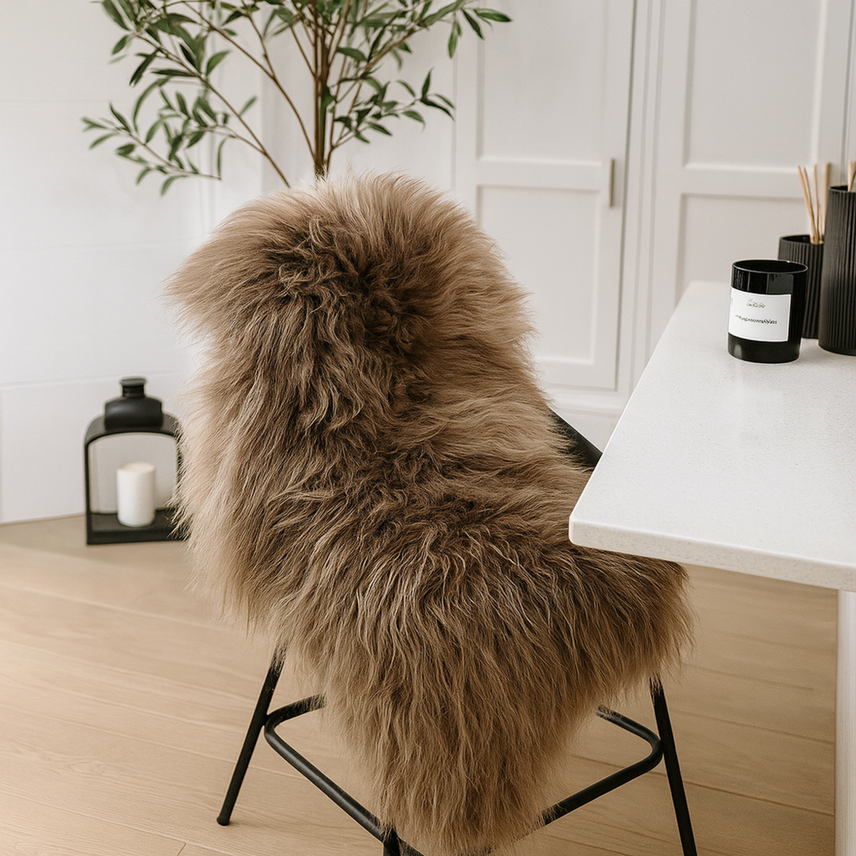 Icelandic Sheepskin — Taupe — product and styling photograph