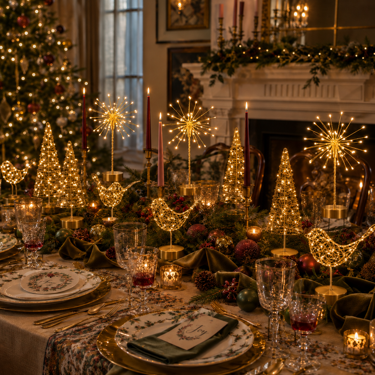Golden Holiday Table Lights — Set of 36 — Details — product and styling photograph