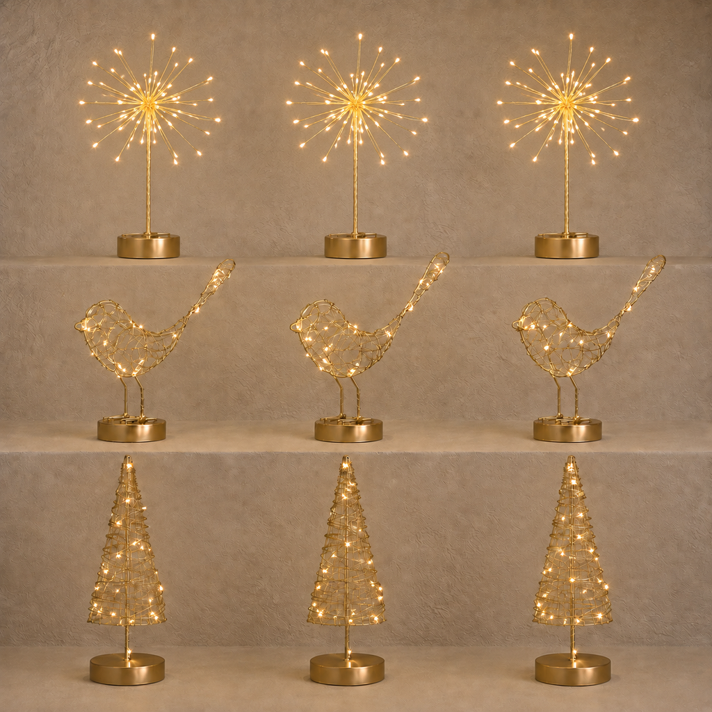 Golden Holiday Table Lights — Set of 36 — Details — product and styling photograph