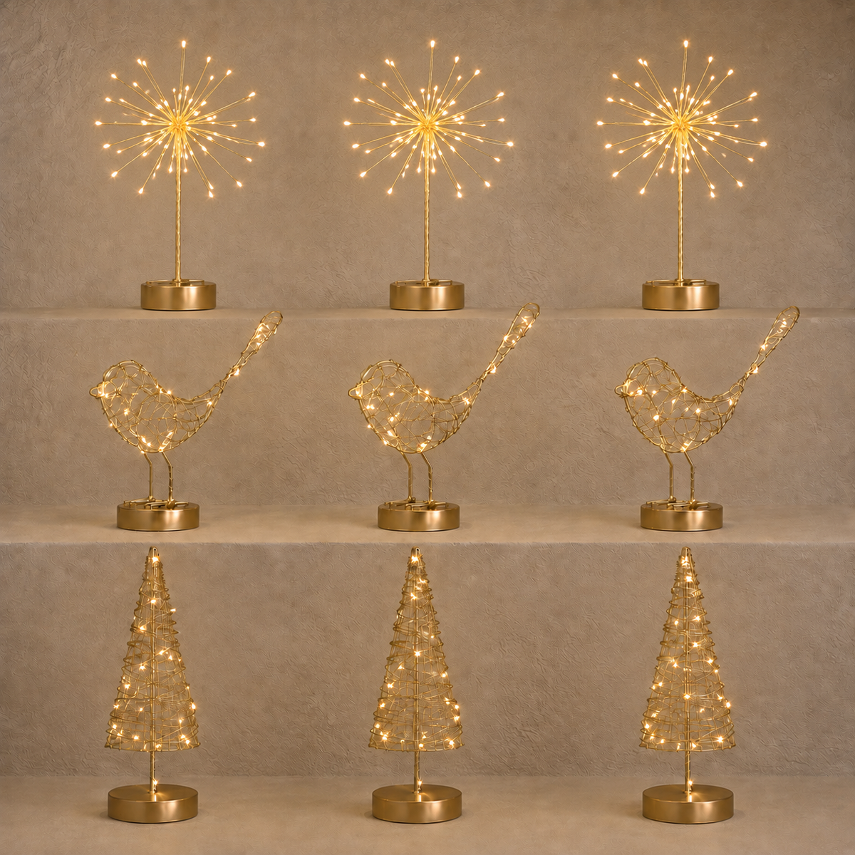 Golden Holiday Table Lights — Set of 36 — Details — product and styling photograph
