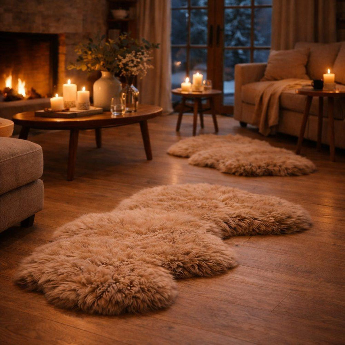 Double Sheepskins — Pair — Oyster — product and styling photograph