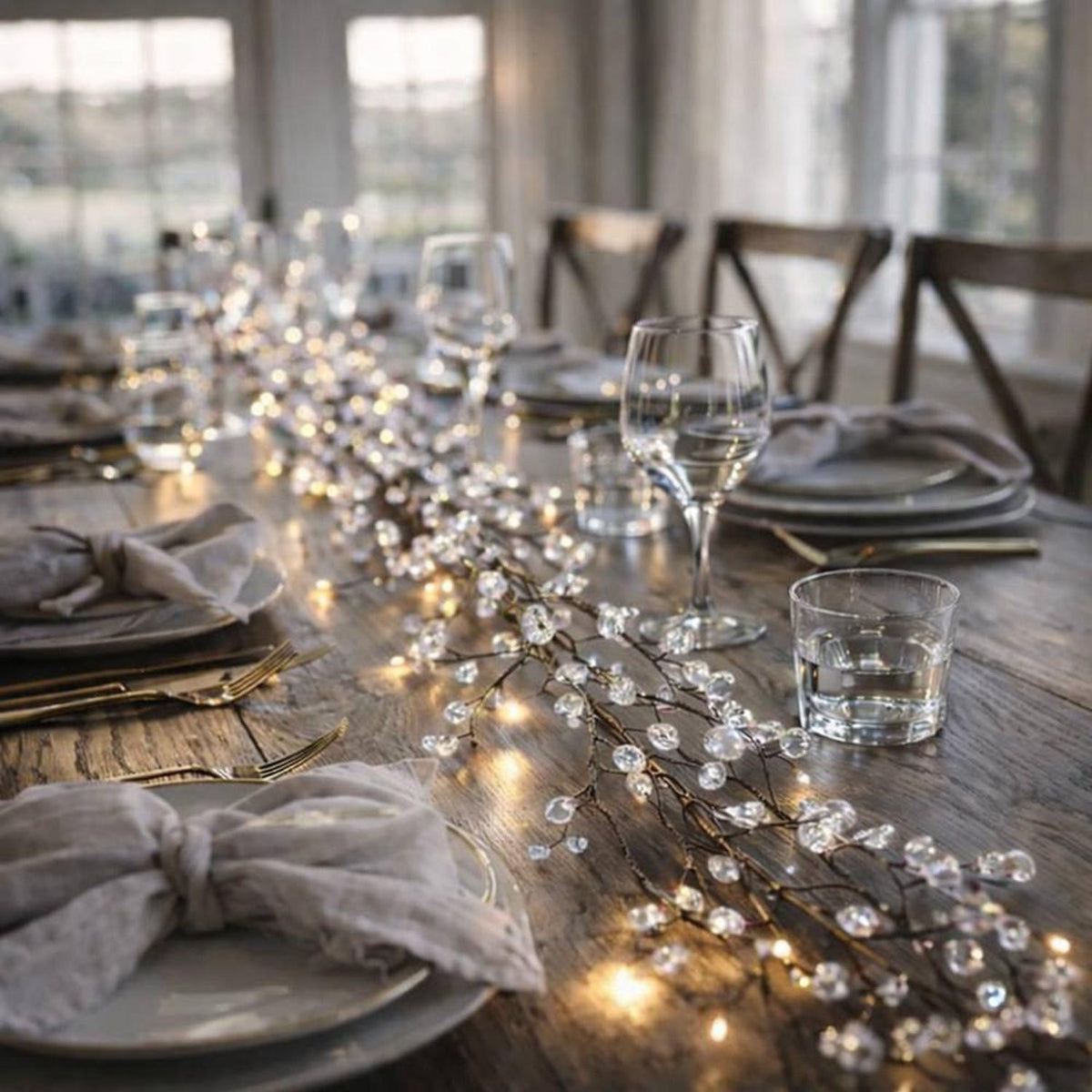 Crystal Blossom LED Garlands — Set of Six — Details — product and styling photograph
