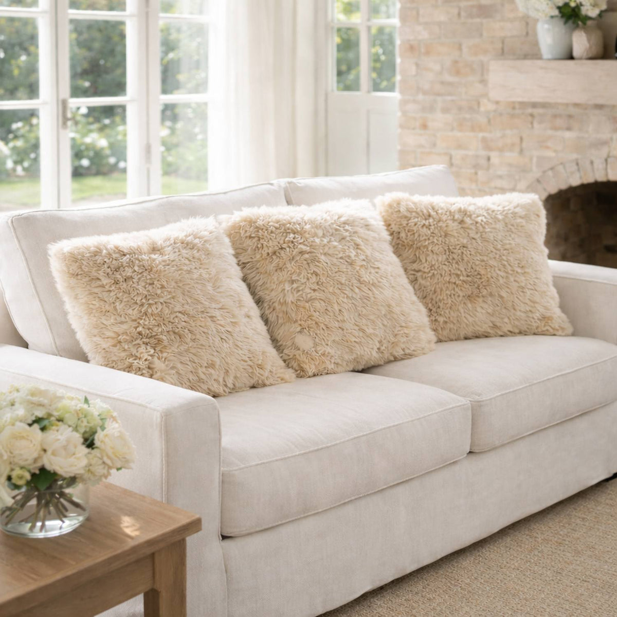 Generous Oyster Sheepskin Room Set — product and styling photograph