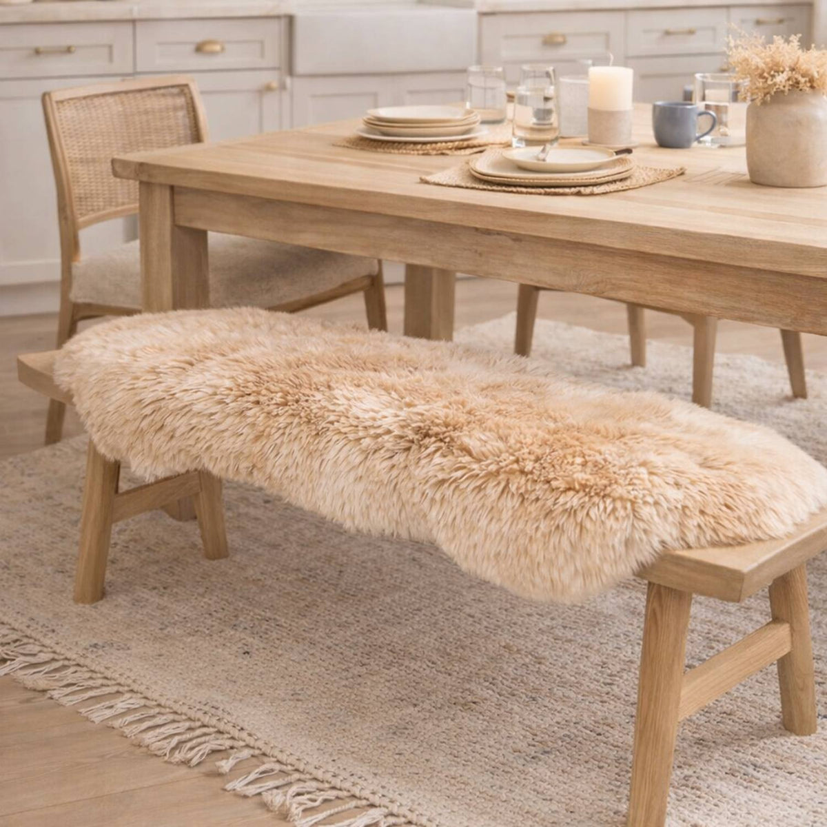 Double Sheepskins — Pair — Champagne — product and styling photograph
