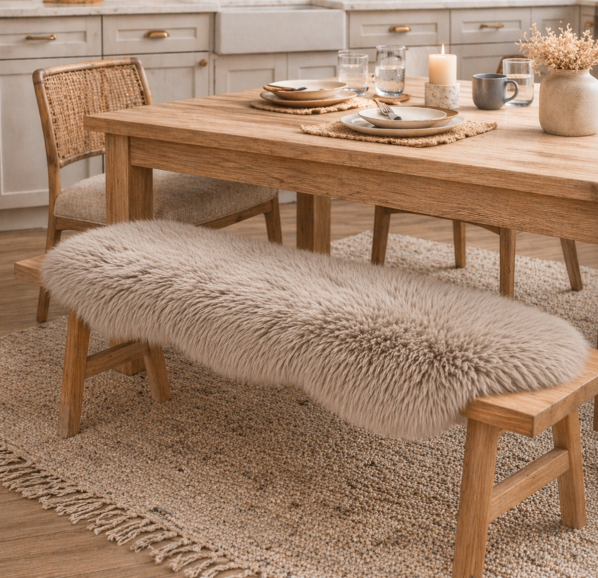 Double Sheepskins — Pair — Taupe — product and styling photograph