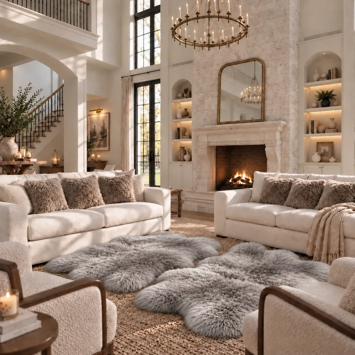 Quad Sheepskins — Pair — Gray — product and styling photograph