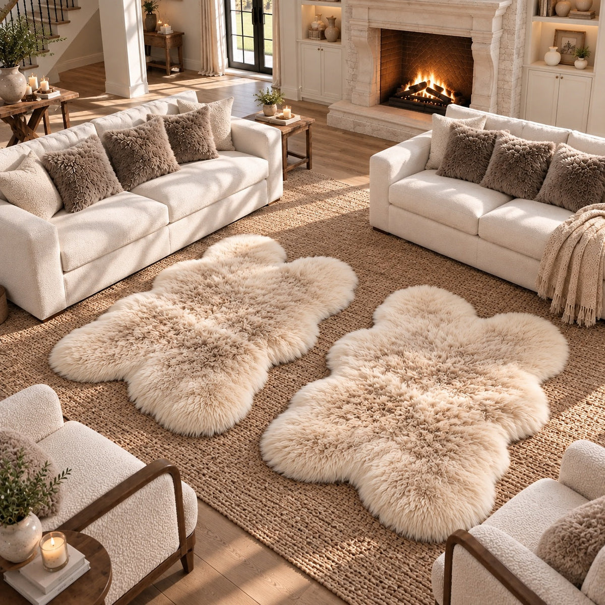 Quad Sheepskins — Pair — Oyster — product and styling photograph