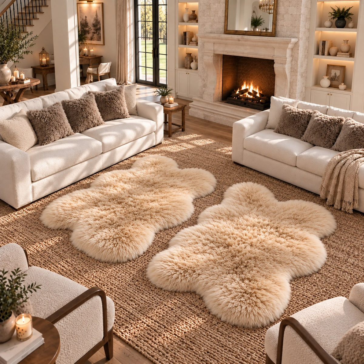Quad Sheepskins — Pair — Champagne — product and styling photograph