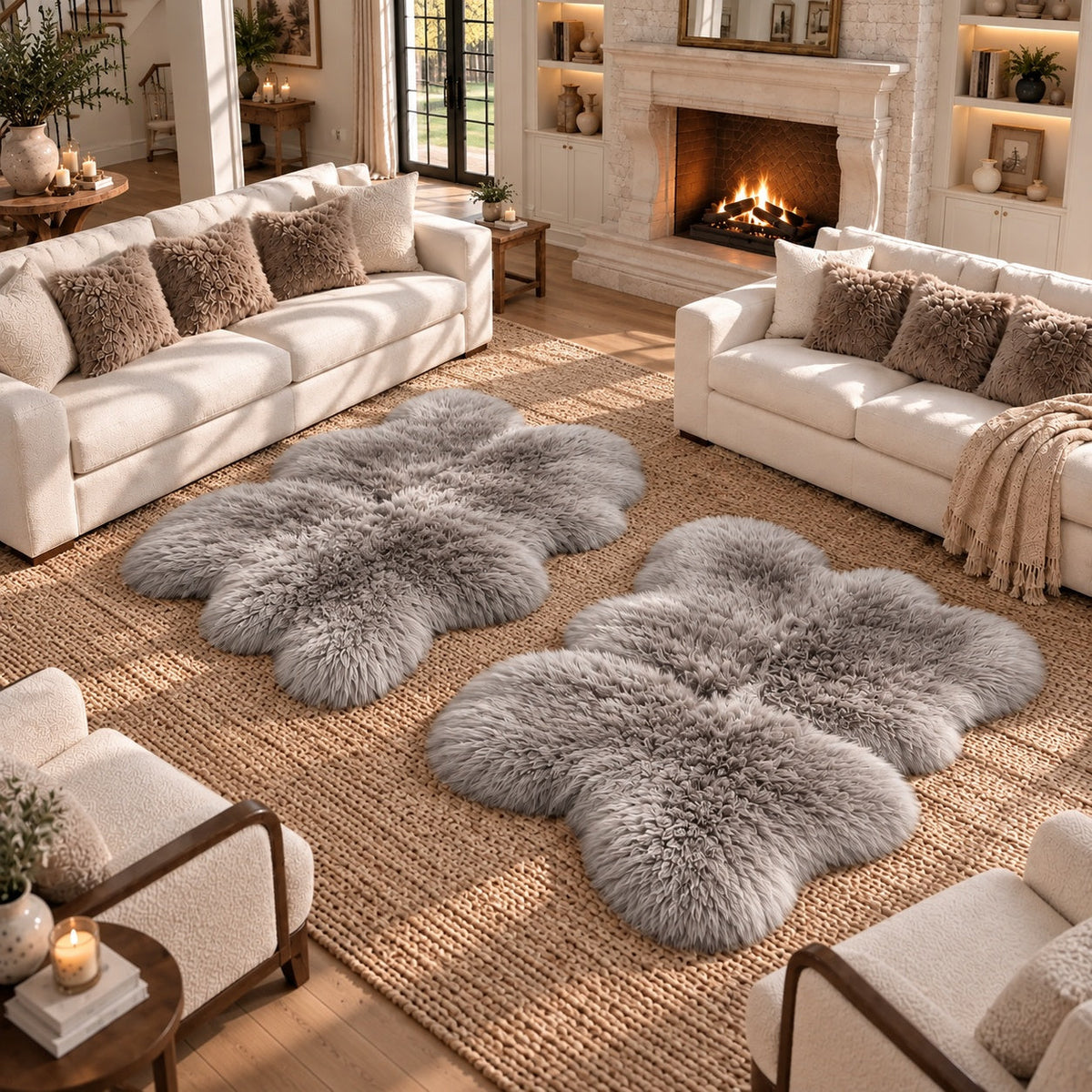Quad Sheepskins — Pair — Gray — product and styling photograph