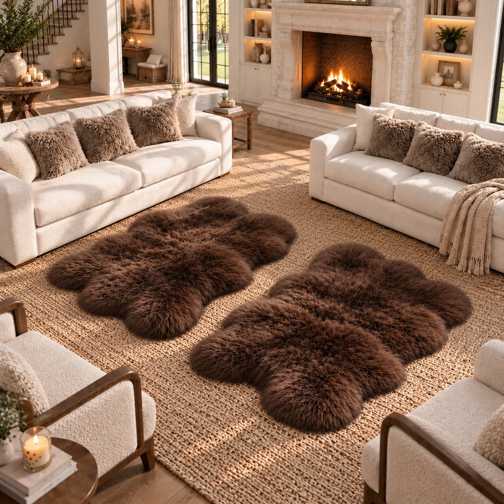 Quad Sheepskins — Pair — Chocolate — product and styling photograph