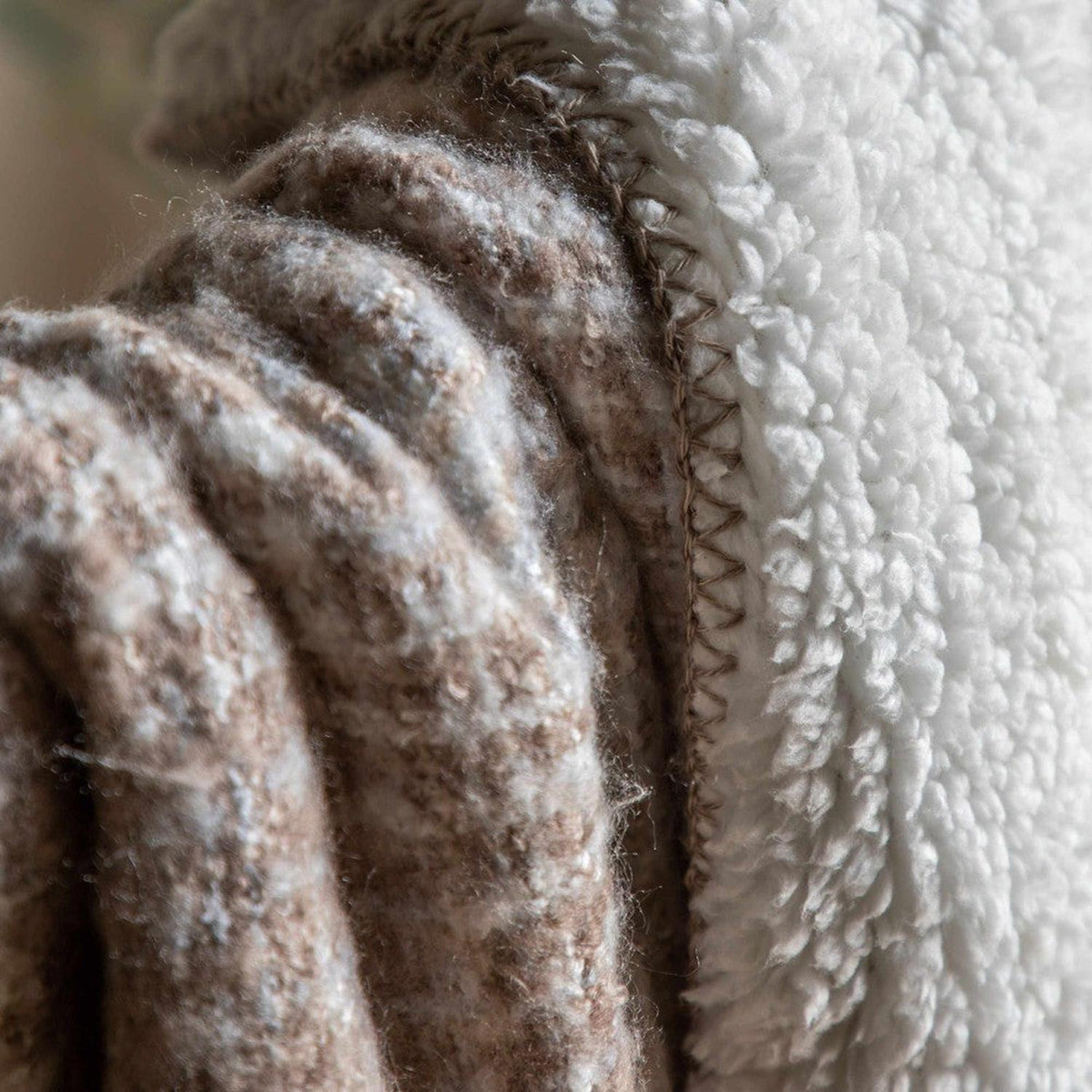 Woven Faux Mohair Sherpa Throw — Natural — product and styling photograph