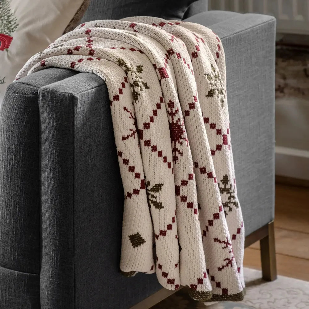 Heritage Fairisle Chenille Throw — product and styling photograph