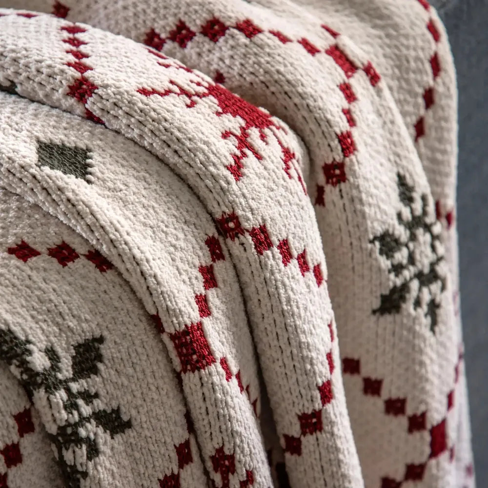 Heritage Fairisle Chenille Throw — product and styling photograph