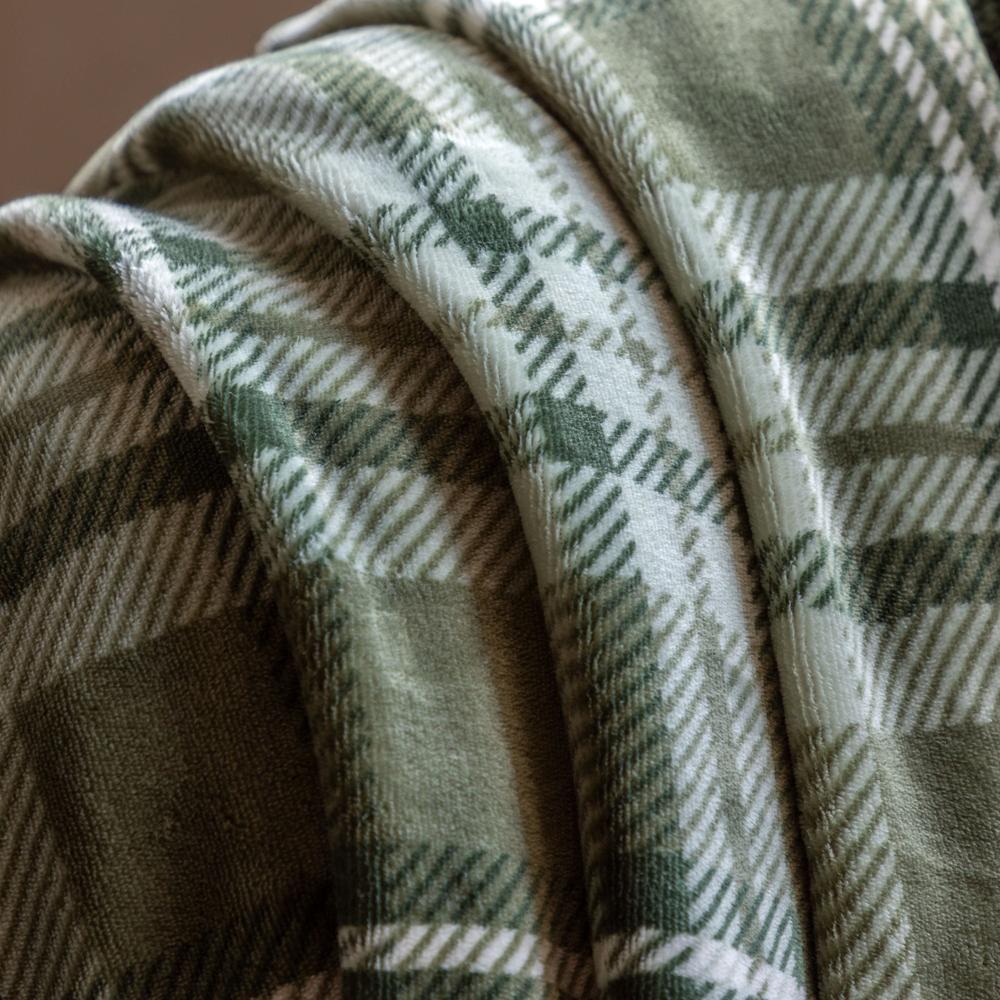 Tartan Sherpa Throw — Olive — product and styling photograph