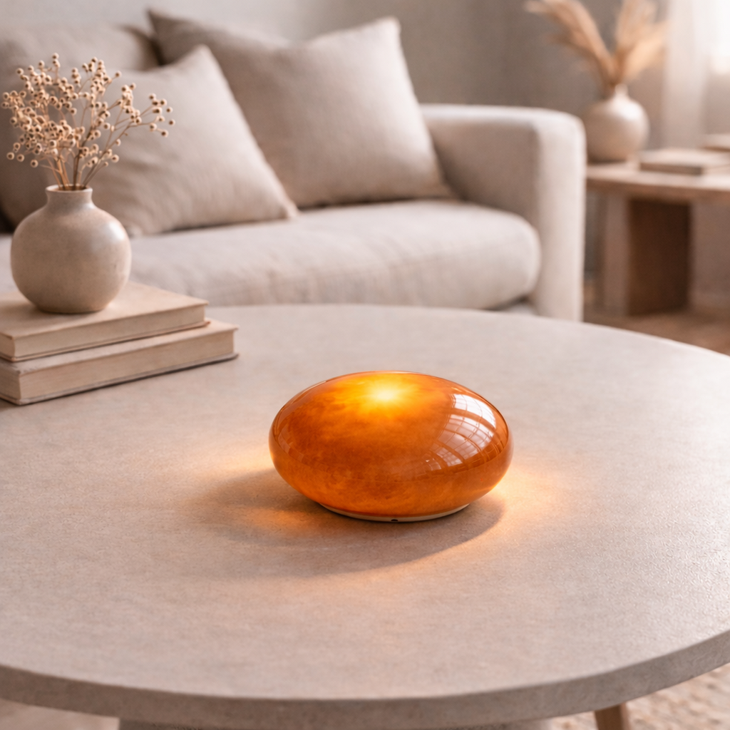 Rokka Rechargeable Glass Lights — Set of Three — Amber — product and styling photograph