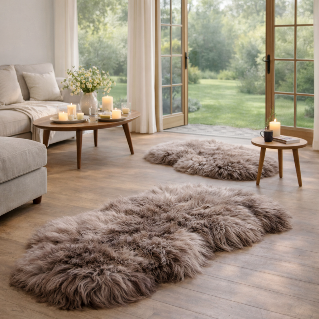 Double Icelandic Taupe Sheepskin — product and styling photograph