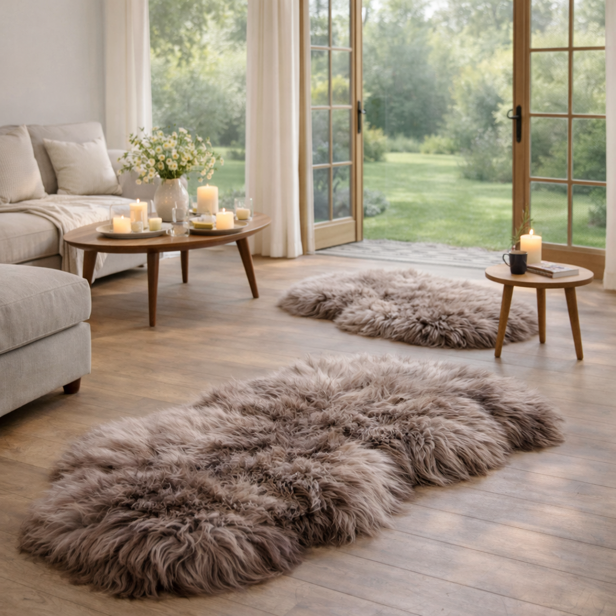 Double Icelandic Taupe Sheepskin — product and styling photograph