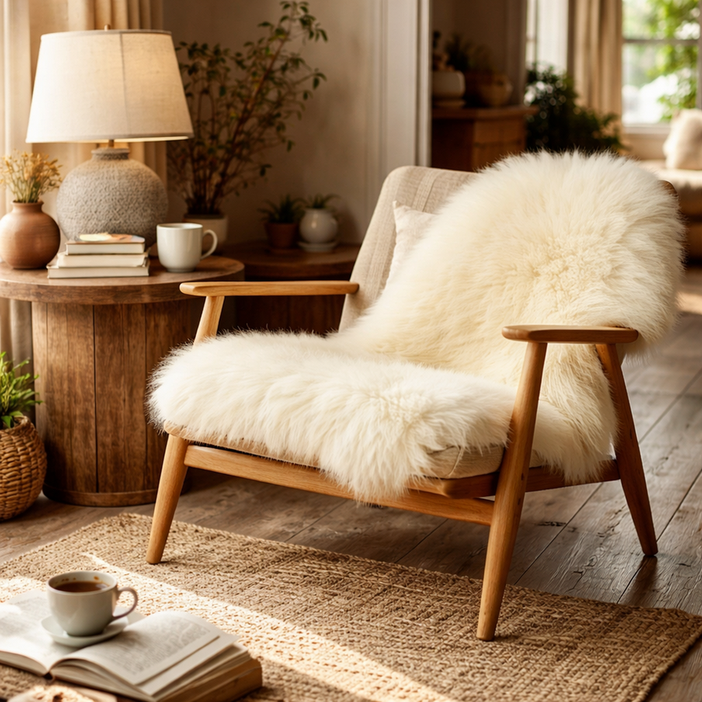Single Sheepskin — Ivory — product and styling photograph