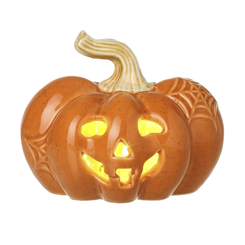 Speckled Ceramic LED Pumpkins — Set of Twelve — Details — product and styling photograph