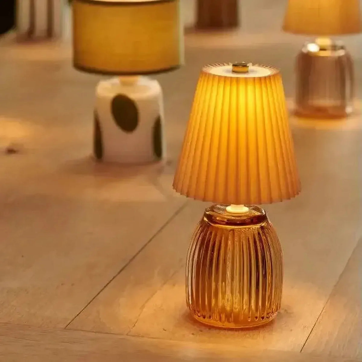 Luma Rechargeable Lamps — Set of Three — Amber — product and styling photograph