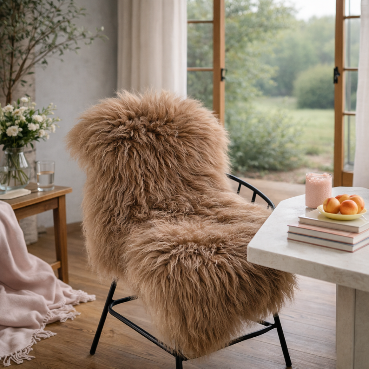 Icelandic Sheepskin — Taupe — product and styling photograph
