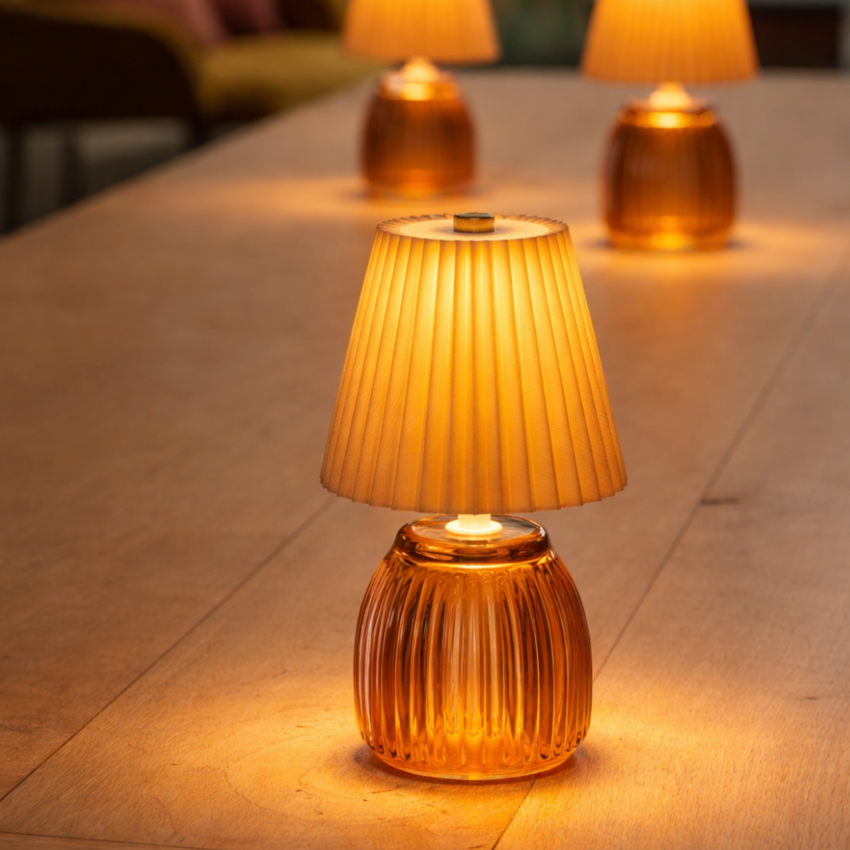 Luma Rechargeable Lamps — Set of Three — Amber — product and styling photograph