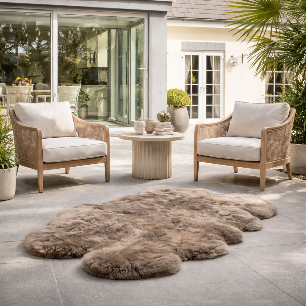 Quad Sheepskin — Taupe — product and styling photograph