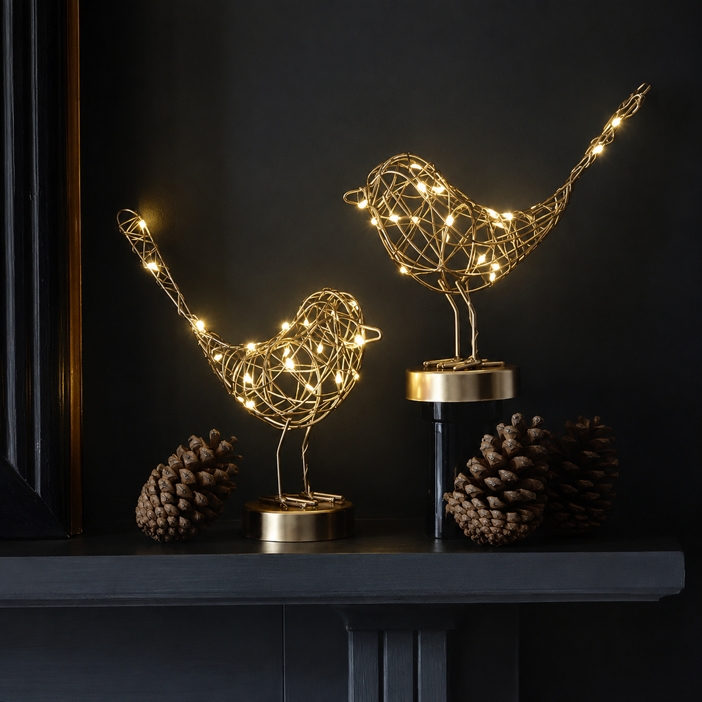 Golden Robin & Starburst Tealights — Set of 18 — Details — product and styling photograph