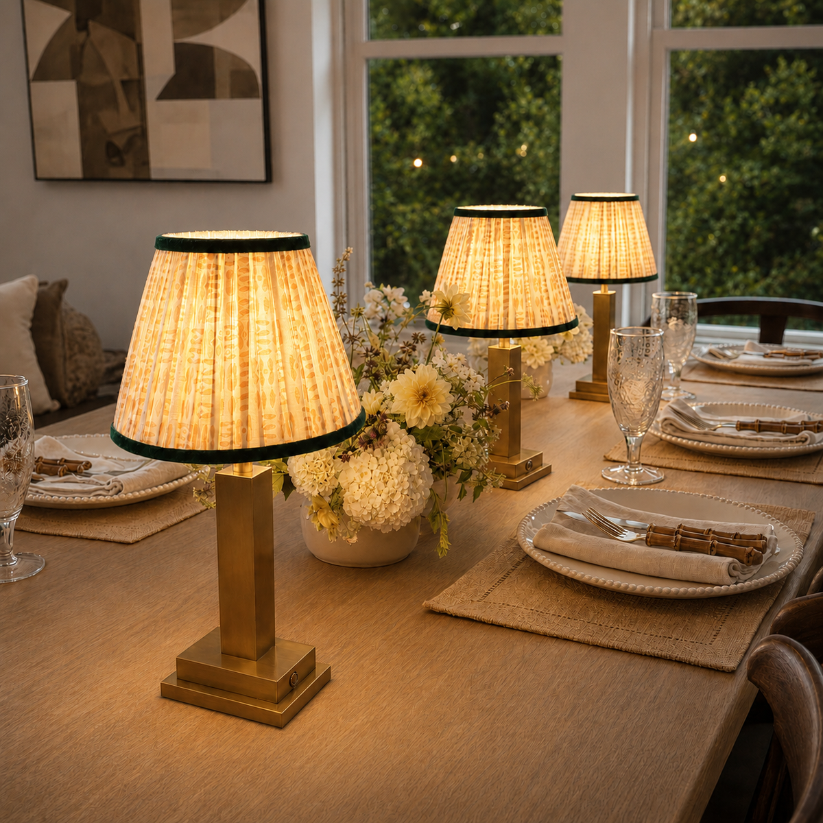Gold Column Rechargeable Table Lamp — Details — product and styling photograph