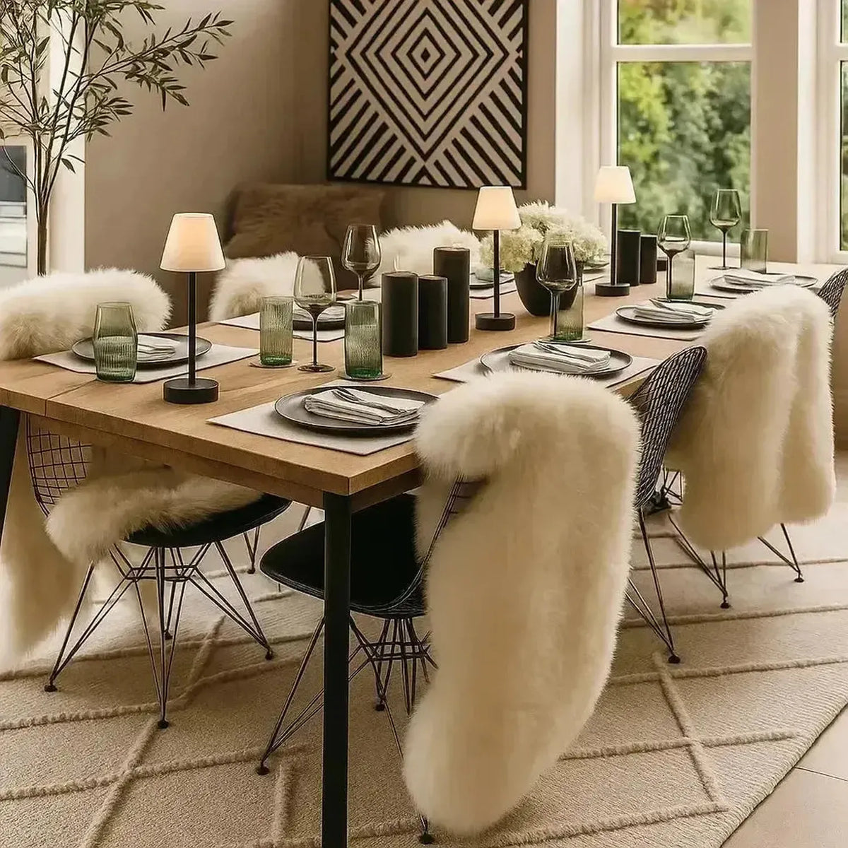 Single Sheepskins — Set of Four — Ivory — product and styling photograph