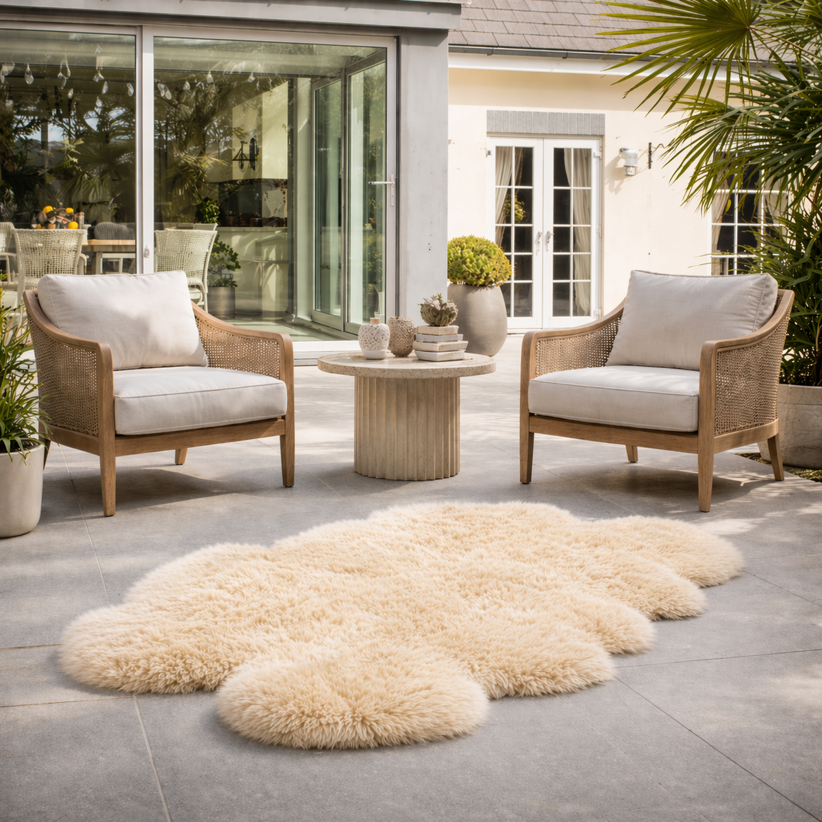 Quad Sheepskin — Champagne — product and styling photograph