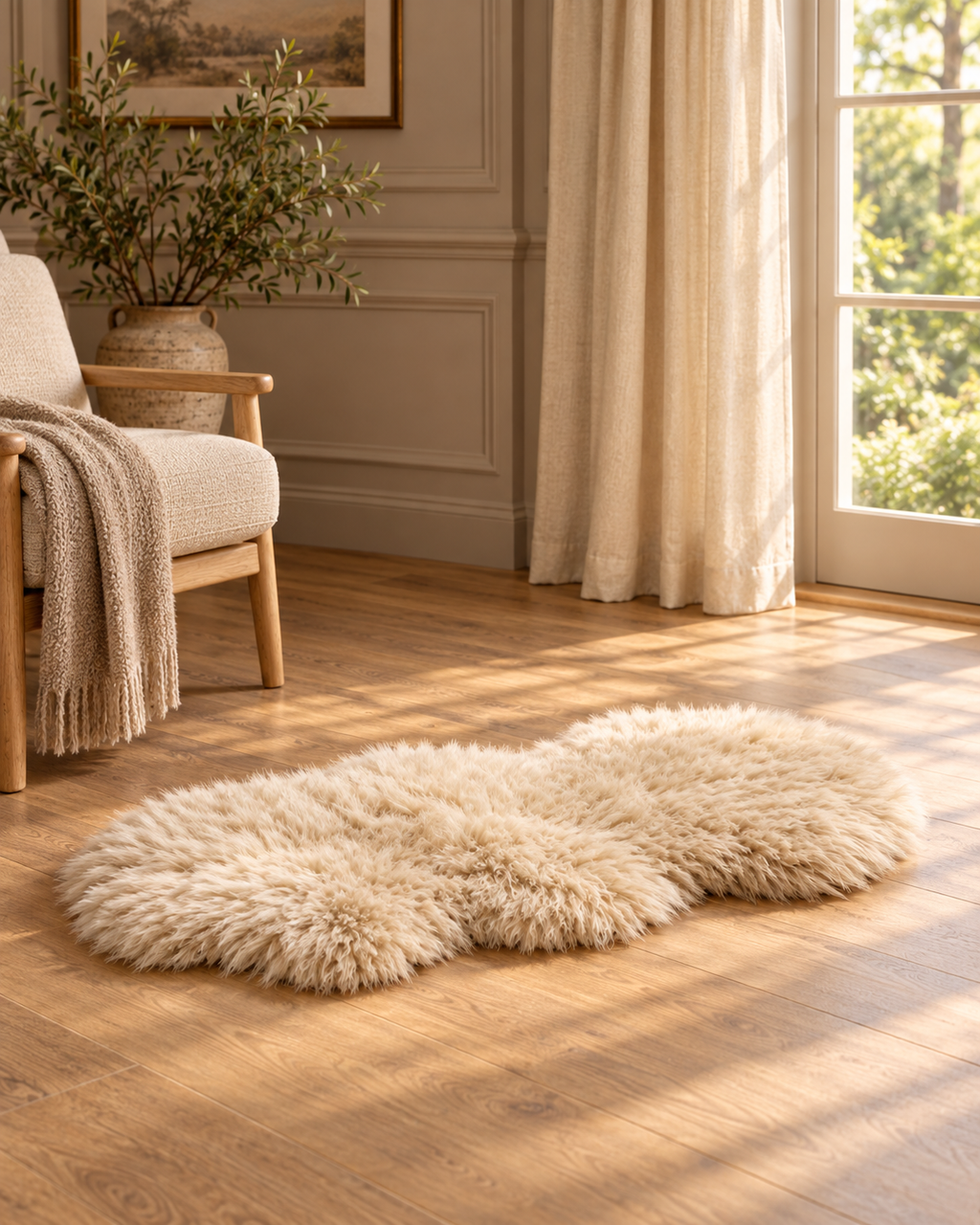 Double Oyster Sheepskin — country-house portrait product photograph