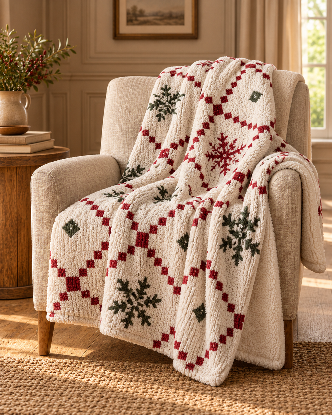Heritage Fairisle Chenille Throw — country-house portrait product photograph