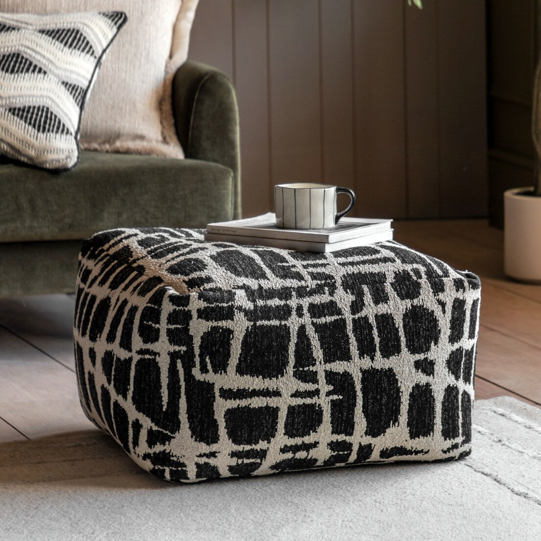 Elara Jacquard Pouffe – Slate