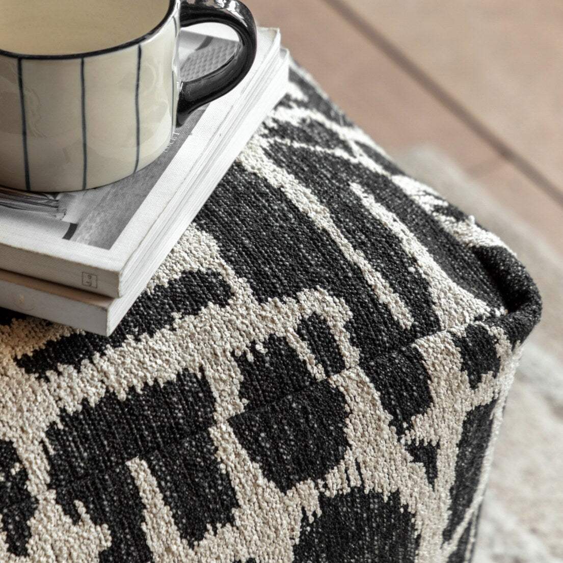 Elara Jacquard Pouffe – Slate