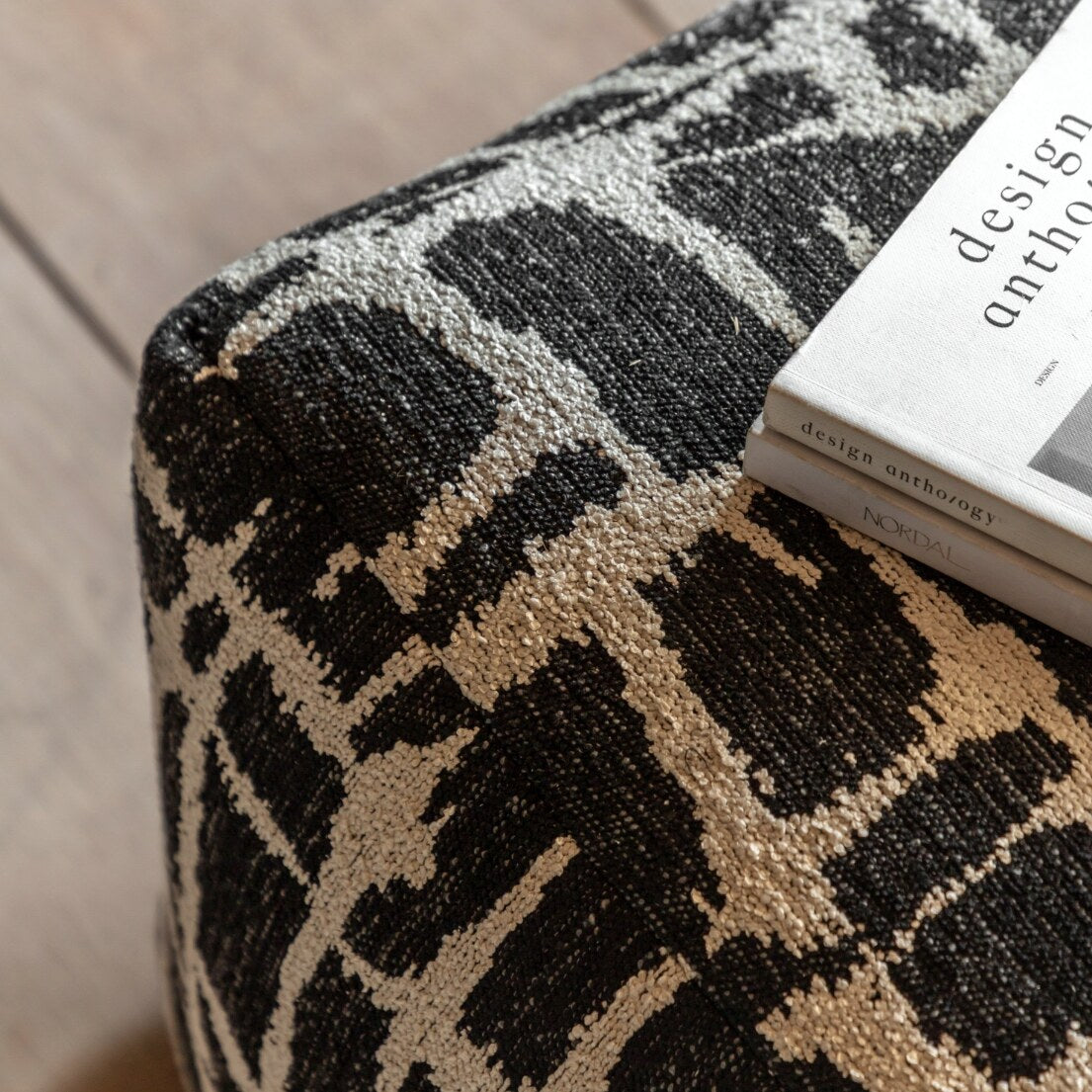 Elara Jacquard Pouffe – Slate