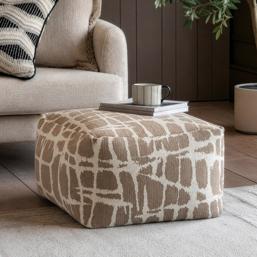 Elara Jacquard Pouffe – Mocha