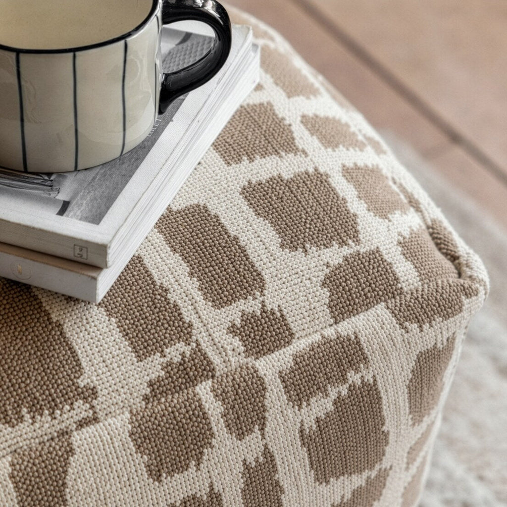 Elara Jacquard Pouffe – Mocha