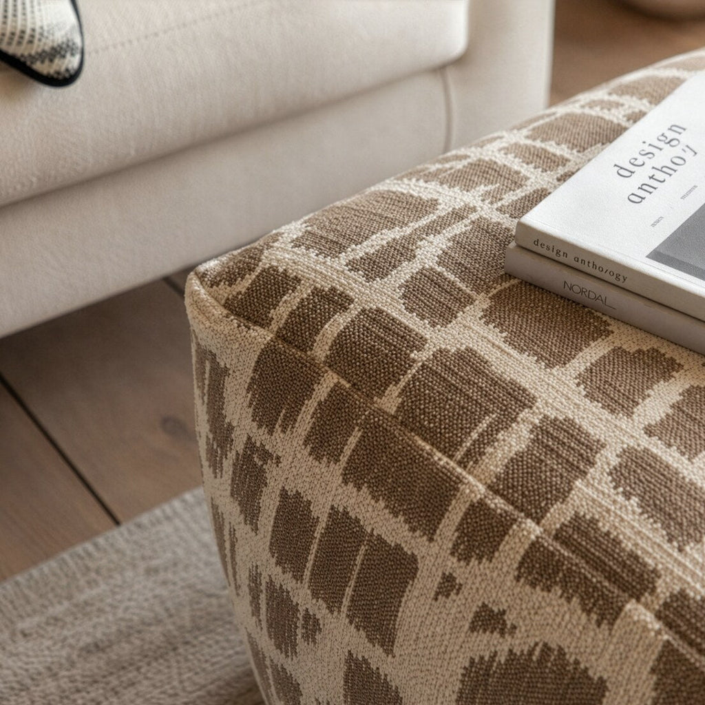 Elara Jacquard Pouffe – Mocha