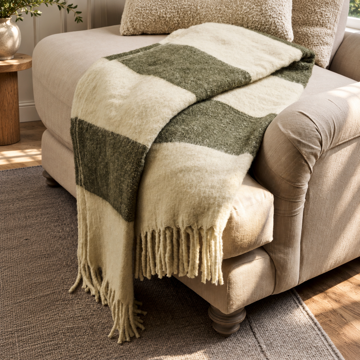 Leigh Moss Wide Stripe Wool Throw