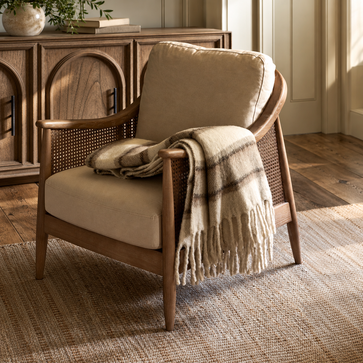 Leigh Cocoa Multi Stripe Wool Throw
