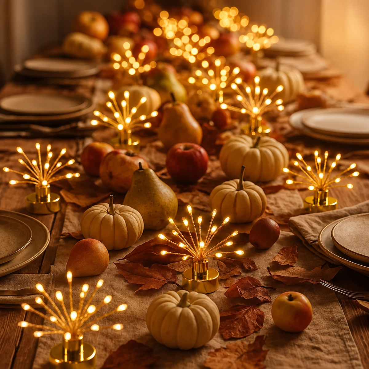 Starburst LED Tealights — Set of Twenty-Four — Gold — product and styling photograph