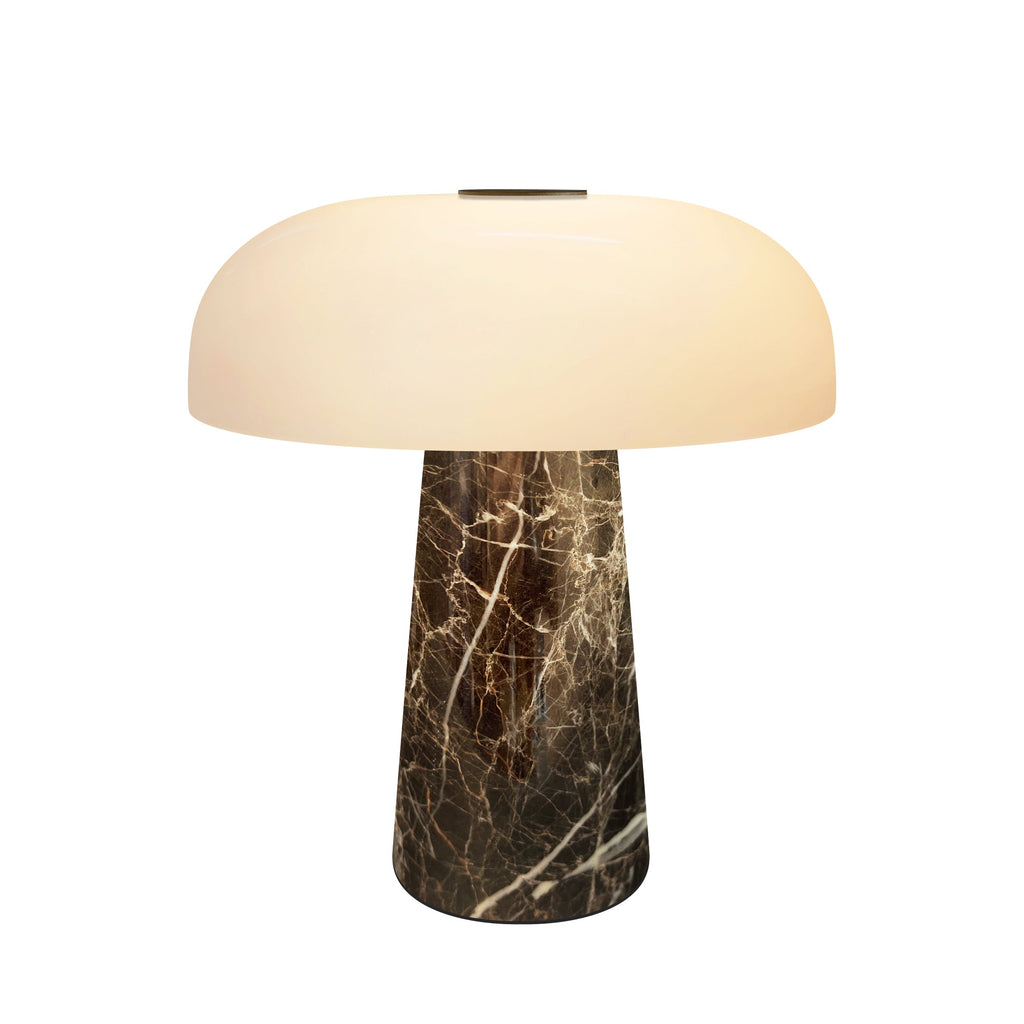 Rosso Levanto Rechargeable Marble Table Lamp — Details — product and styling photograph